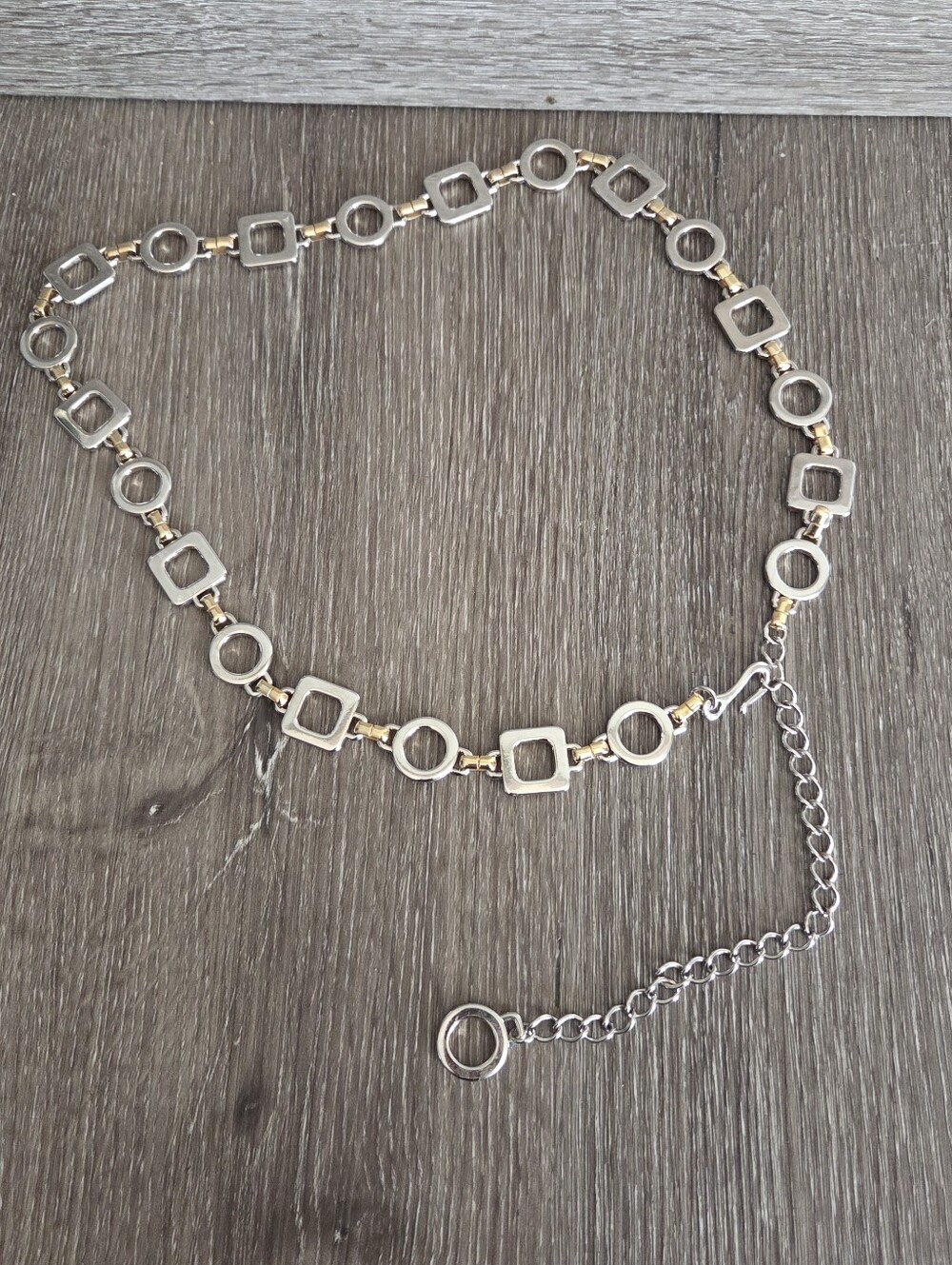 Vintage Two-Tone Geometric Chain Belt 38" Long